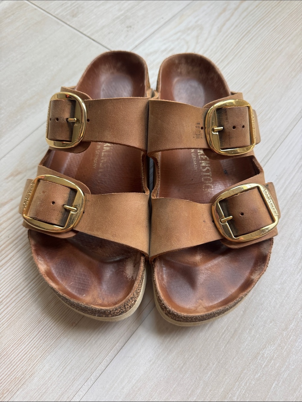 Birkenstock Big Buckle Oiled Leather Cognac size 39 narrow - Picture 3 of 5
